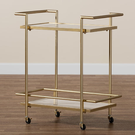 Modern European furniture - Gold-Framed Marble Wine Cart - www.oroa.com
