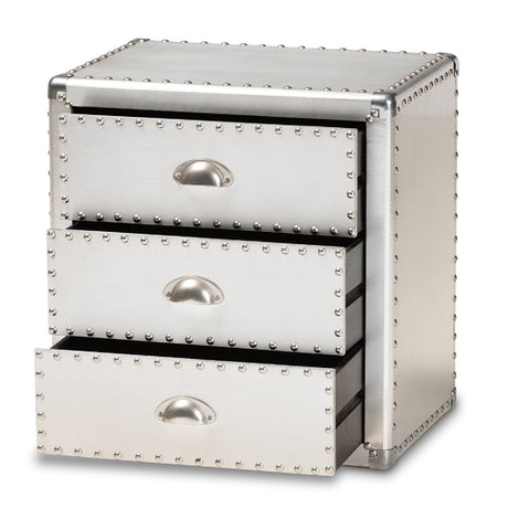 Modern European furniture - Silver 3 Drawer End Table - www.oroa.com