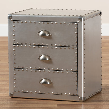 Modern European furniture - Silver 3 Drawer End Table - www.oroa.com