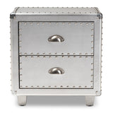 Modern European furniture - Silver Industrial 2 Drawer End Table - www.oroa.com