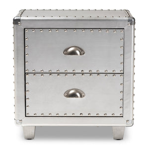 Silver Industrial 2 Drawer End Table | Bali Loom Davet | Oroa.com