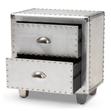 Modern European furniture - Silver Industrial 2 Drawer End Table - www.oroa.com