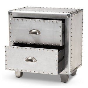 Silver Industrial 2 Drawer End Table | Bali Loom Davet | Oroa.com