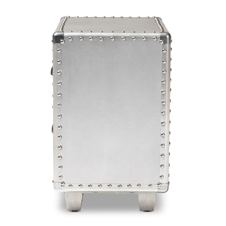 Modern European furniture - Silver Industrial 2 Drawer End Table - www.oroa.com