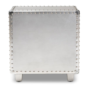 Silver Industrial 2 Drawer End Table | Bali Loom Davet | Oroa.com