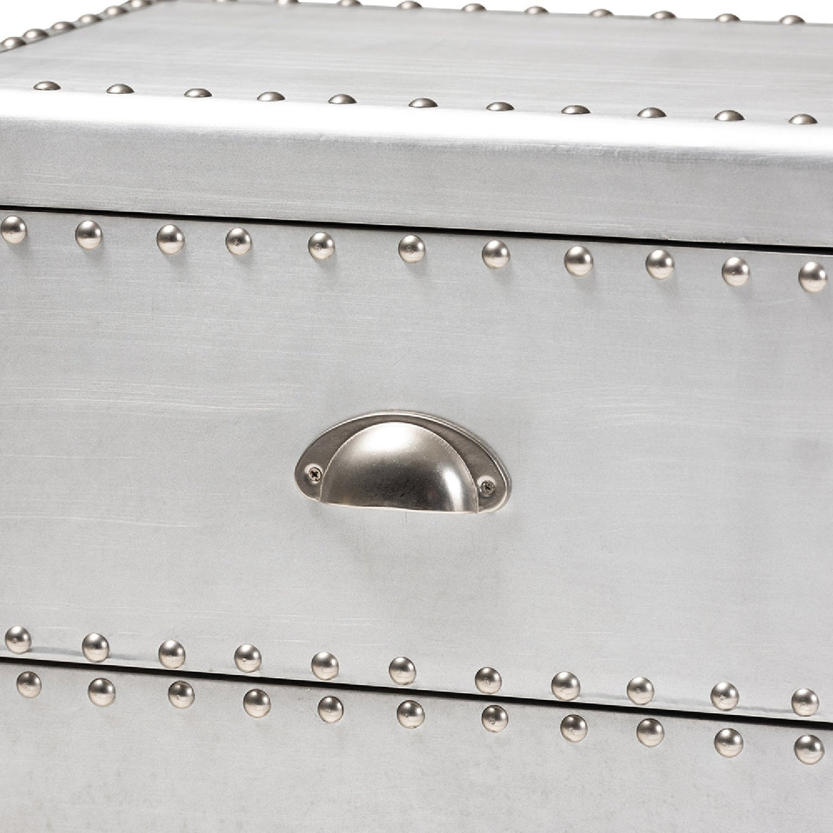 Silver Industrial 2 Drawer End Table | Bali Loom Davet | Oroa.com