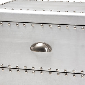 Silver Industrial 2 Drawer End Table | Bali Loom Davet | Oroa.com