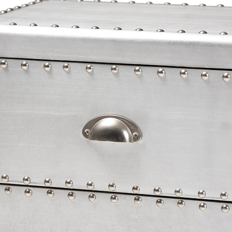 Modern European furniture - Silver Industrial 2 Drawer End Table - www.oroa.com