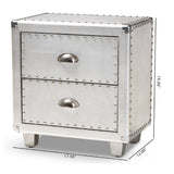 Modern European furniture - Silver Industrial 2 Drawer End Table - www.oroa.com