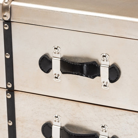 Modern European furniture -  Silver Trunk Inspired Vintage End Table - www.oroa.com