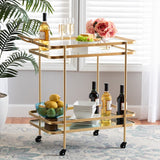 Modern European furniture - Gold Mobile Wine Bar Cart - www.oroa.com
