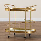 Modern European furniture - Brushed Gold Wine Bar Cart - www.oroa.com