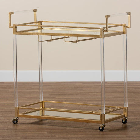 Modern European furniture - Gold & Glass Wine Cart  - www.oroa.com