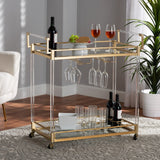 Modern European furniture - Gold & Glass Wine Cart  - www.oroa.com