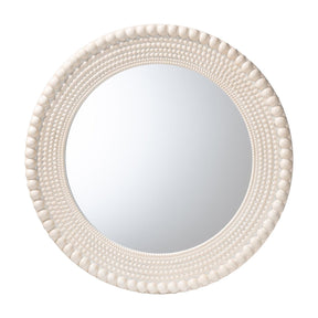 Contract furniture - Round White Beaded Accent Mirror -  www.oroatrade.com
