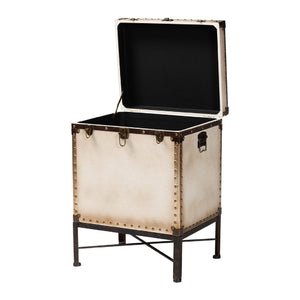 White Canvas Lift Top End Table | Bali Loom Laura | Oroa.com