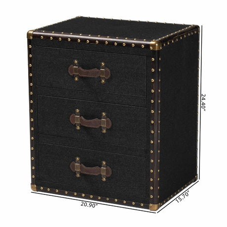 Modern European furniture - Vintage 3 Drawer End Table - www.oroa.com