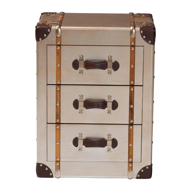 Modern European furniture - Vintage Bronze 3 Drawer Cabinet - www.oroa.com