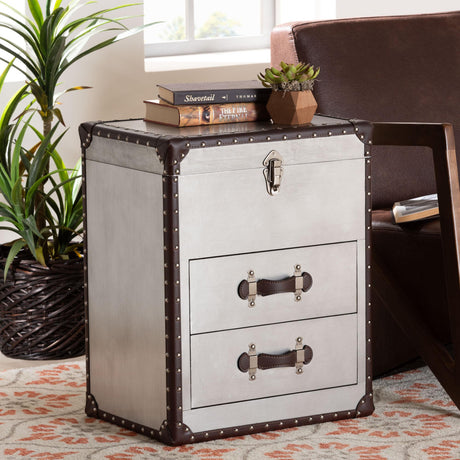 Vintage Silver 2-Drawer End Table | Novi Living Calidore
