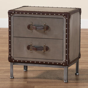   Modern European furniture - 2 Drawer Silver Vintage End Table - www.oroa.com | Oroa.com