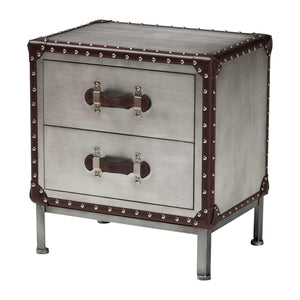   Modern European furniture - 2 Drawer Silver Vintage End Table - www.oroa.com | Oroa.com
