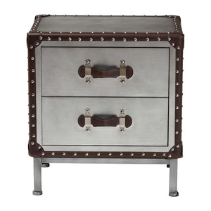   Modern European furniture - 2 Drawer Silver Vintage End Table - www.oroa.com | Oroa.com