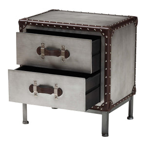   Modern European furniture - 2 Drawer Silver Vintage End Table - www.oroa.com | Oroa.com