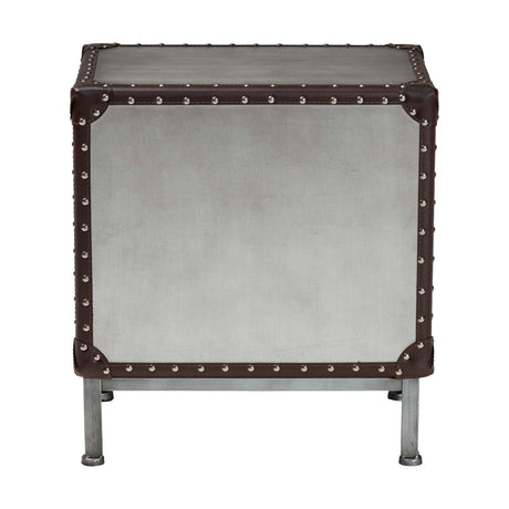 Modern European furniture - 2 Drawer Silver Vintage End Table - www.oroa.com