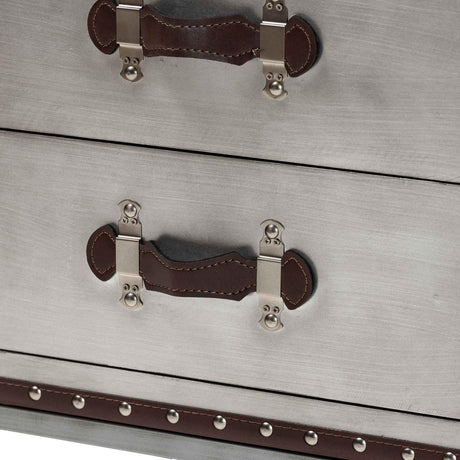 Modern European furniture - 2 Drawer Silver Vintage End Table - www.oroa.com