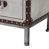 Modern European furniture - 2 Drawer Silver Vintage End Table - www.oroa.com