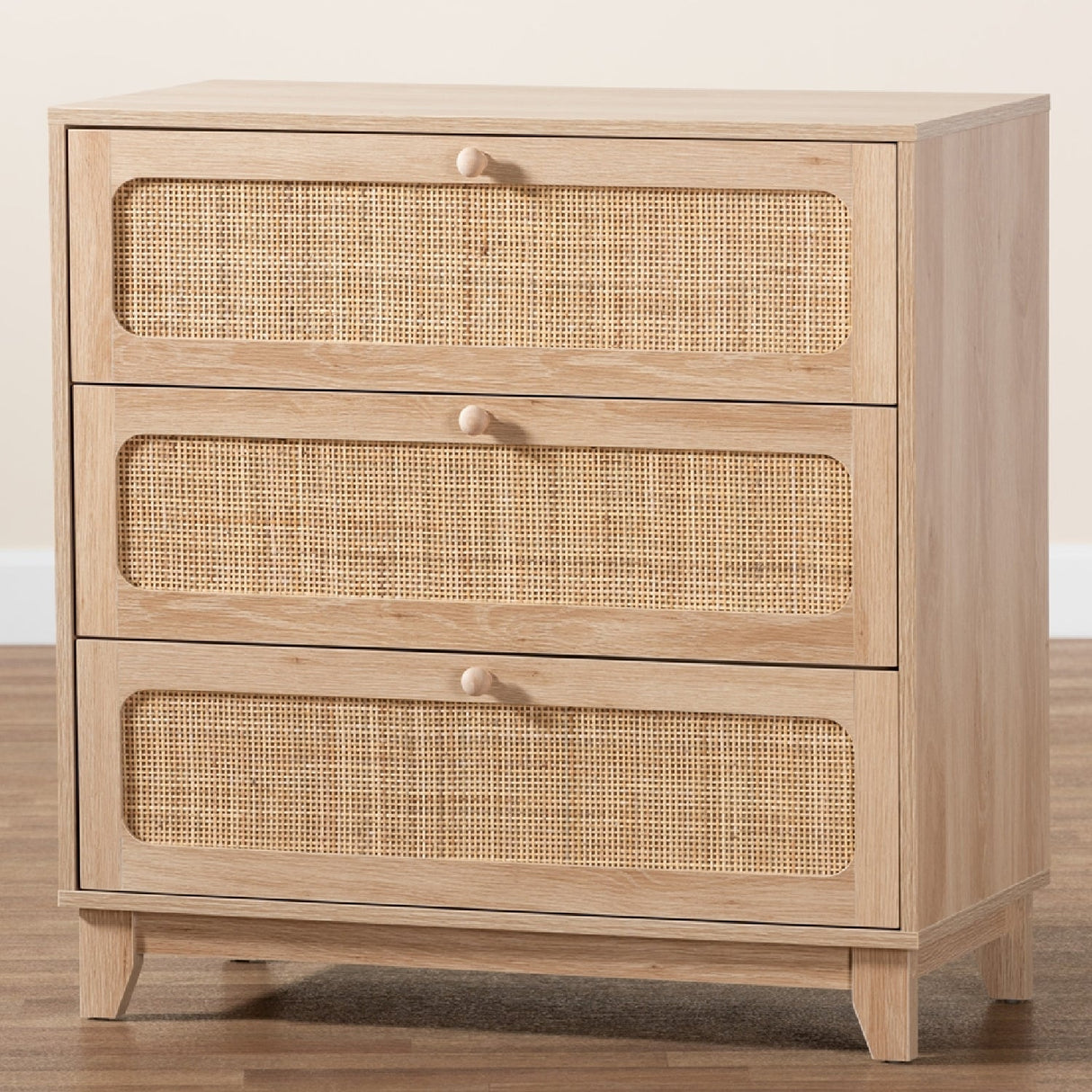 Oak Japandi 3 Drawer Cabinet | Bali Loom Elsbeth | Oroa.com