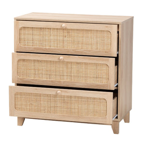 Oak Japandi 3 Drawer Cabinet | Bali Loom Elsbeth | Oroa.com