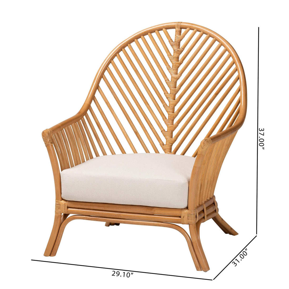 Modern European furniture - Flared Arm Rattan Accent Chair - www.oroa.com