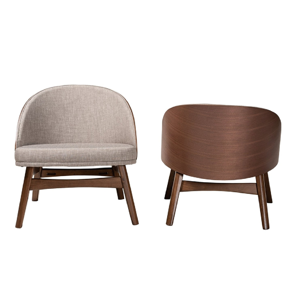 Modern European furniture - Walnut Framed Curved Accent Chairs 2 - www.oroa.com