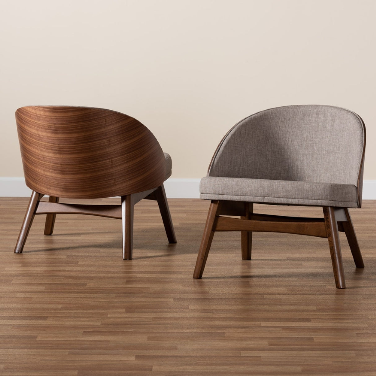 Modern European furniture - Walnut Framed Curved Accent Chairs 2 - www.oroa.com