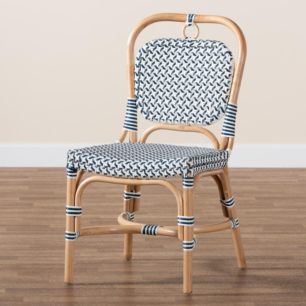 Blue & White Weaving Bistro Chair | Novi Living Luciana