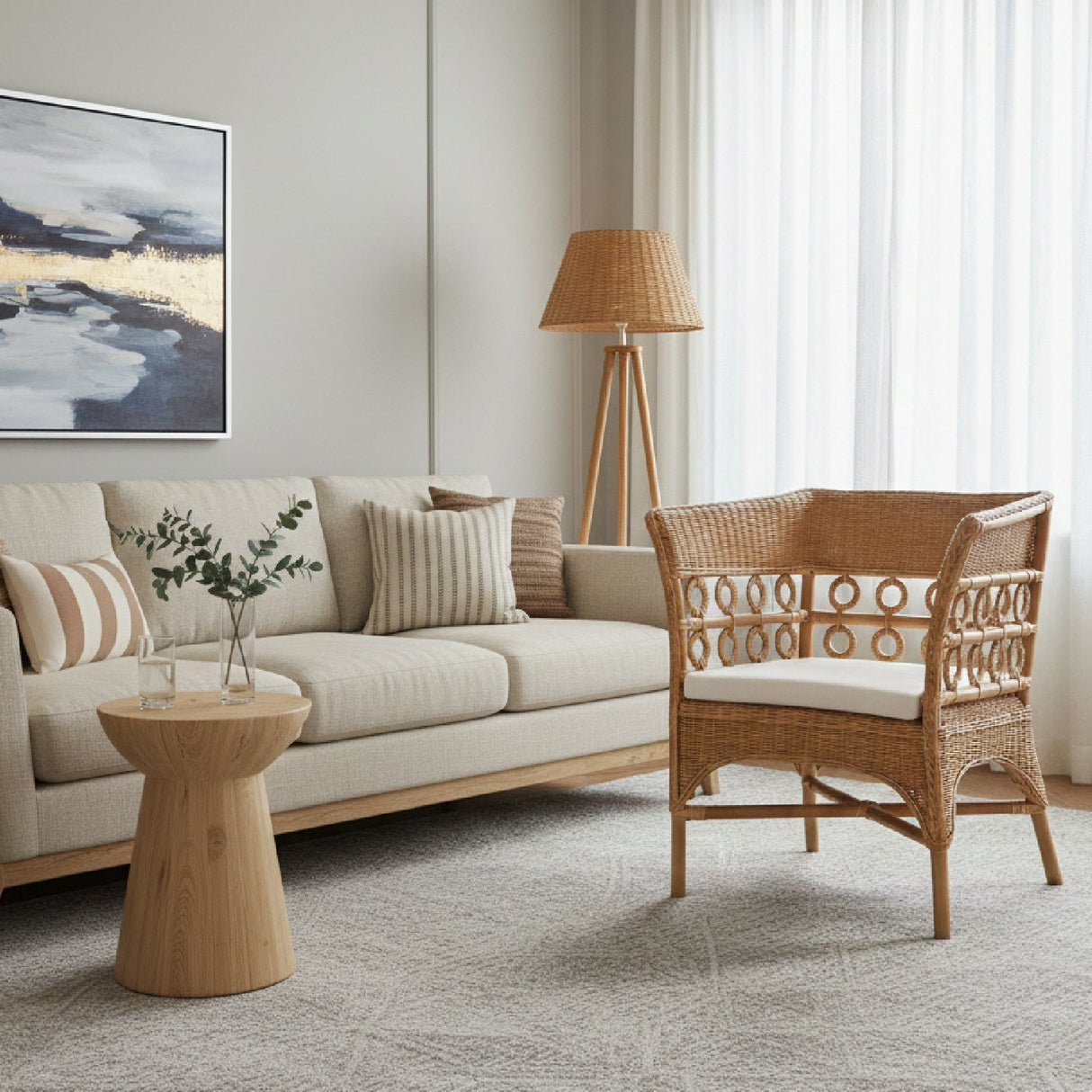 Modern European furniture - Braided Rattan Padded Accent Chair - www.oroa.com