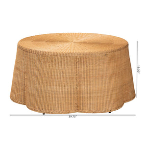 Handwoven Rattan Scalloped Coffee Table | Bali Loom Palm | Oroa.com