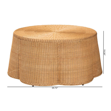 Modern European furniture - Handwoven Rattan Scalloped Coffee Table - www.oroa.com