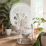 Modern European furniture - White Rattan Peacock Accent Chair - www.oroa.com