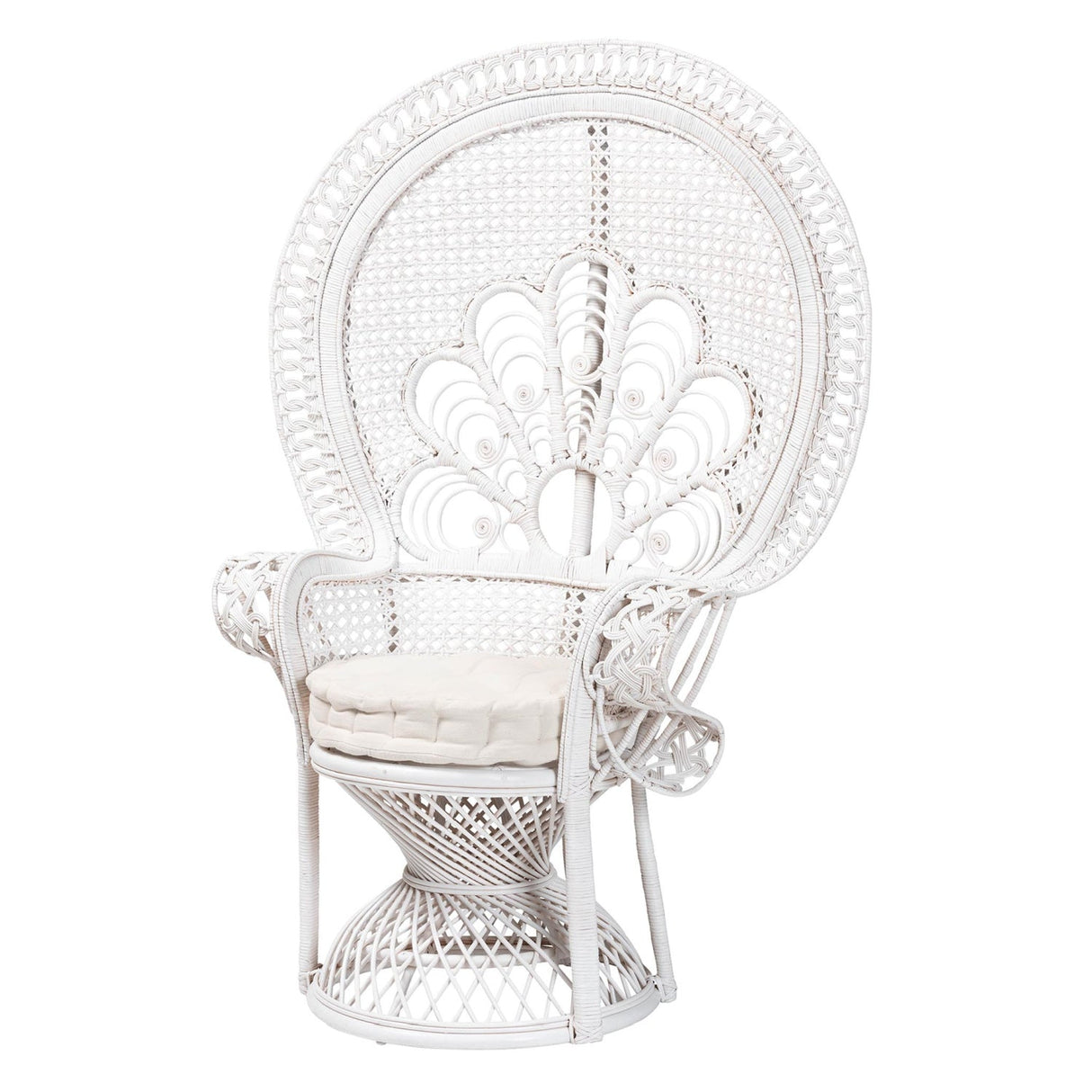 Modern European furniture - White Rattan Peacock Accent Chair - www.oroa.com
