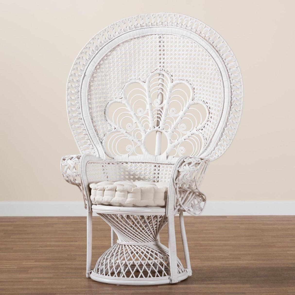 Modern European furniture - White Rattan Peacock Accent Chair - www.oroa.com