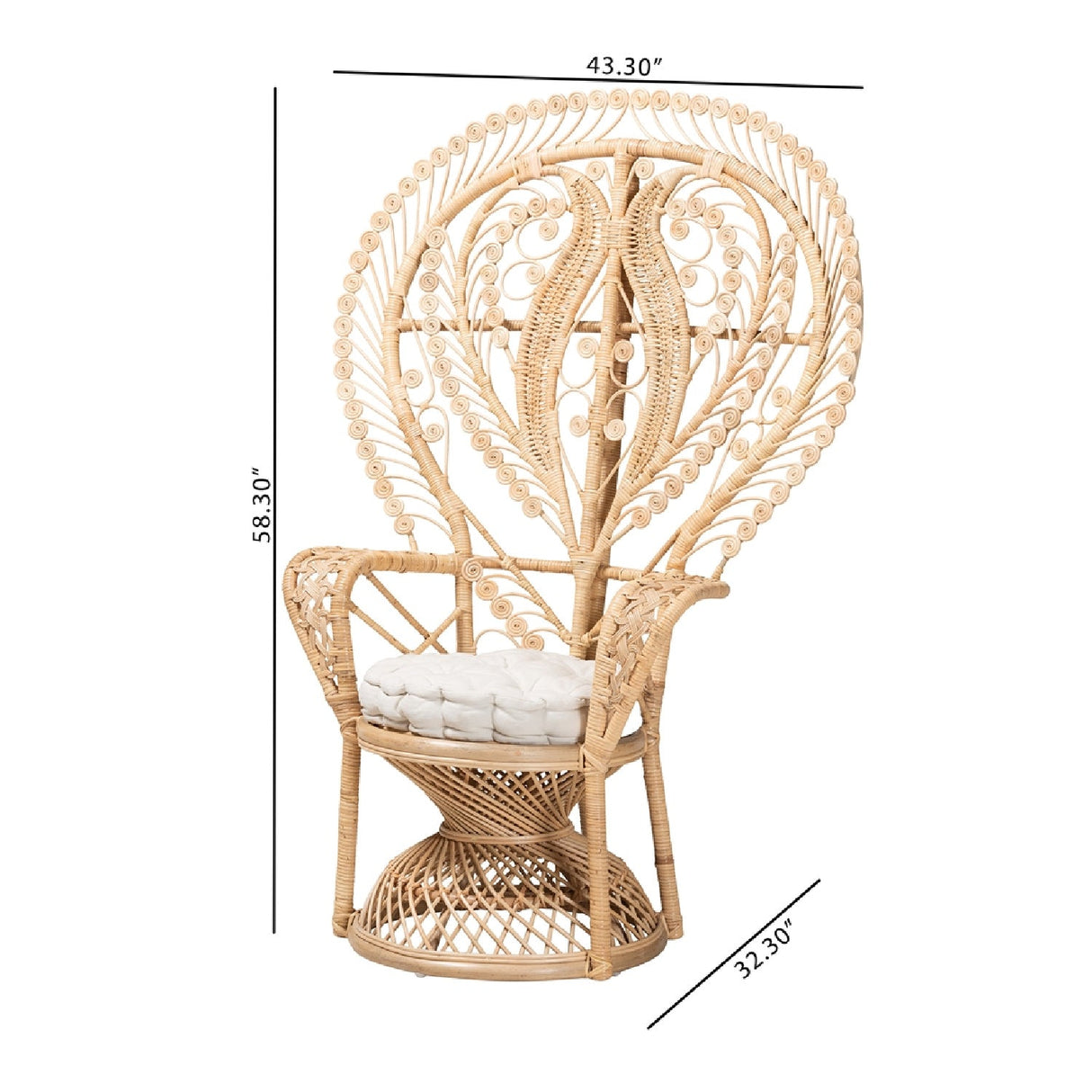 Modern European furniture - Rattan Indoor Semi Outdoor Peacock Accent Chair - www.oroa.com
