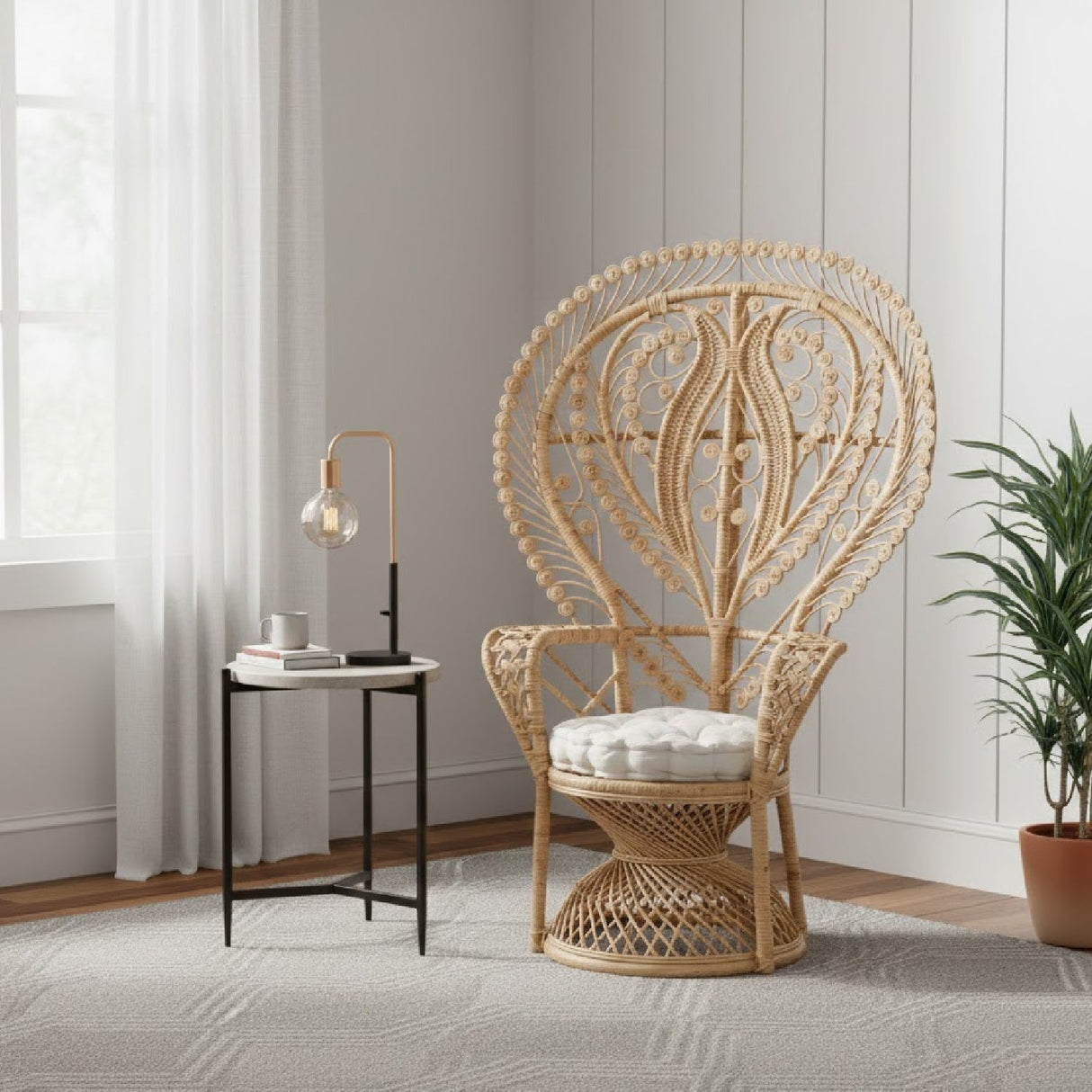 Modern European furniture - Rattan Indoor Semi Outdoor Peacock Accent Chair - www.oroa.com
