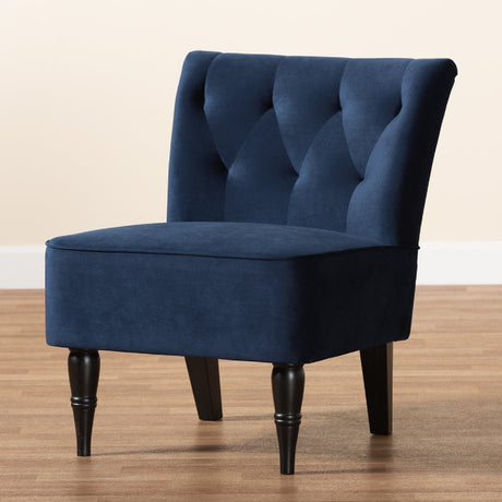 Modern European furniture - Tufted Blue Velvet Accent Chair - www.oroa.com