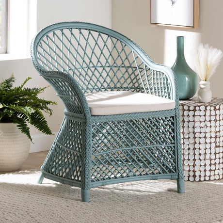 Braided Rattan Bohemian Accent Armchair | Novi Living Casilda