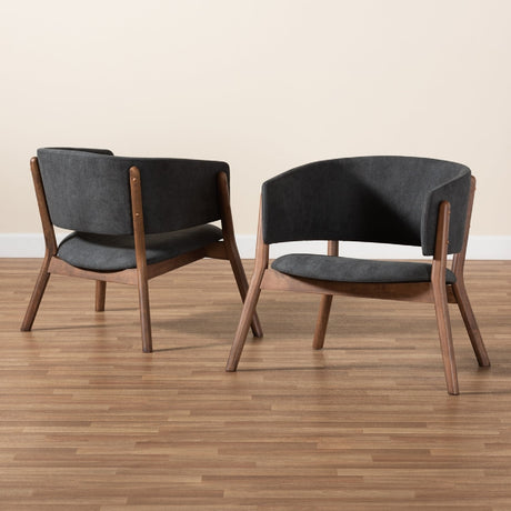 Modern European furniture - Walnut Framed Curve Accent Chairs 2 - www.oroa.com