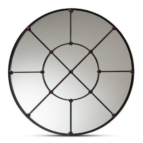 Modern European furniture - Metal Framed Round Wall Mirror - www.oroa.com