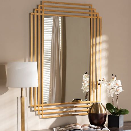 Modern European furniture - Gold Art Deco Accent Mirror - www.oroa.com