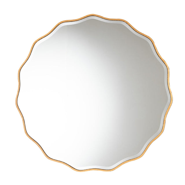 Modern European furniture - Gold Scalloped Round Mirror - www.oroa.com